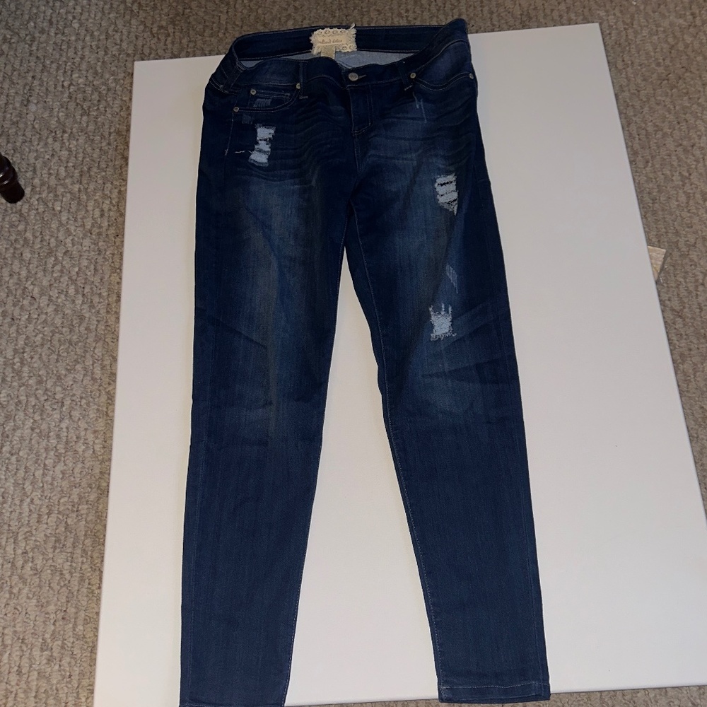 blue distressed jeans